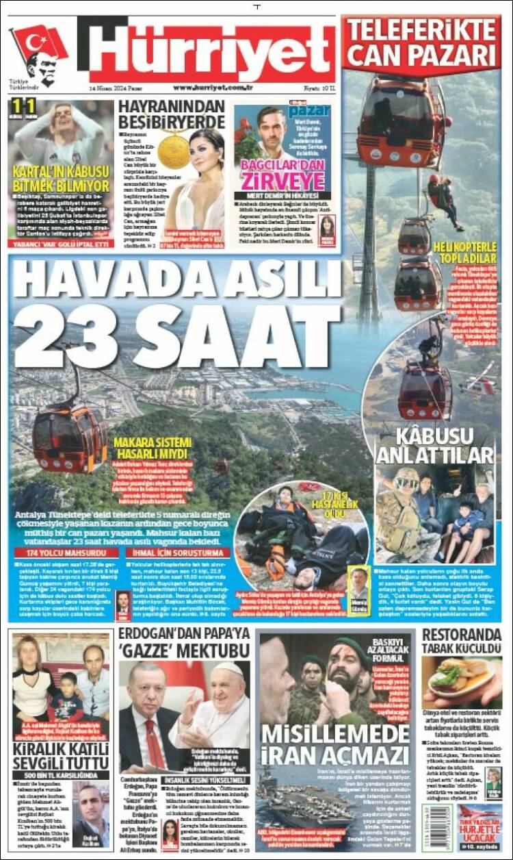 Portada de Hürriyet (Turquía)