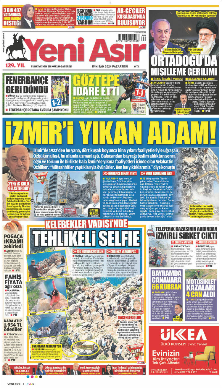 Portada de Yeni Asır (Turquía)