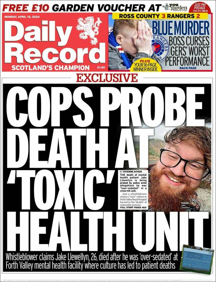 Portada de Daily Record (Reino Unido)