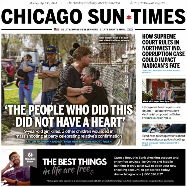 Portada de Chicago Sun-Times (USA)