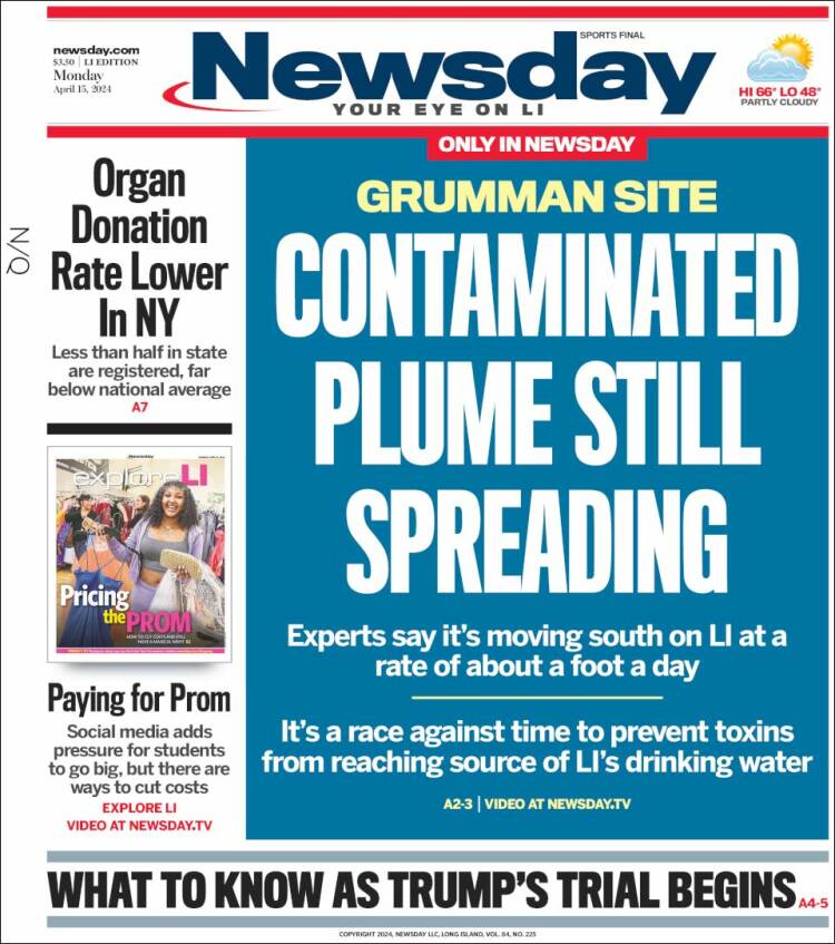 Portada de Newsday (USA)