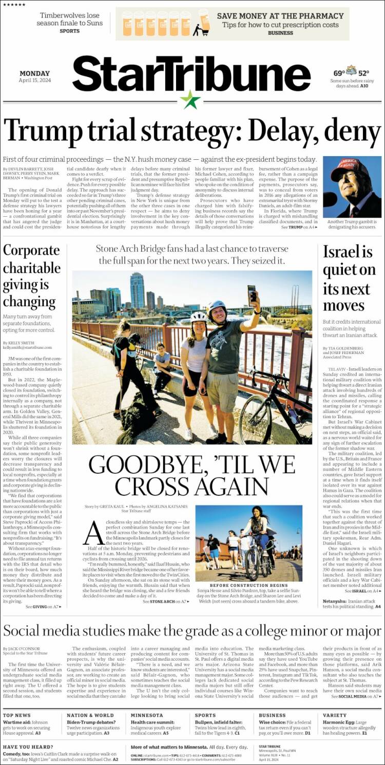 Portada de Star Tribune (USA)