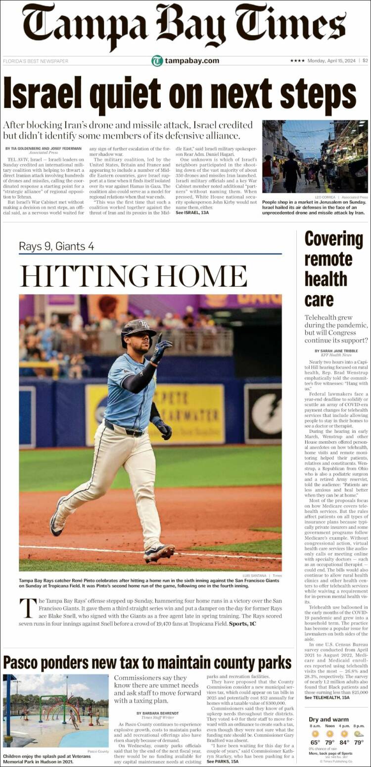 Portada de Tampa Bay Times (USA)