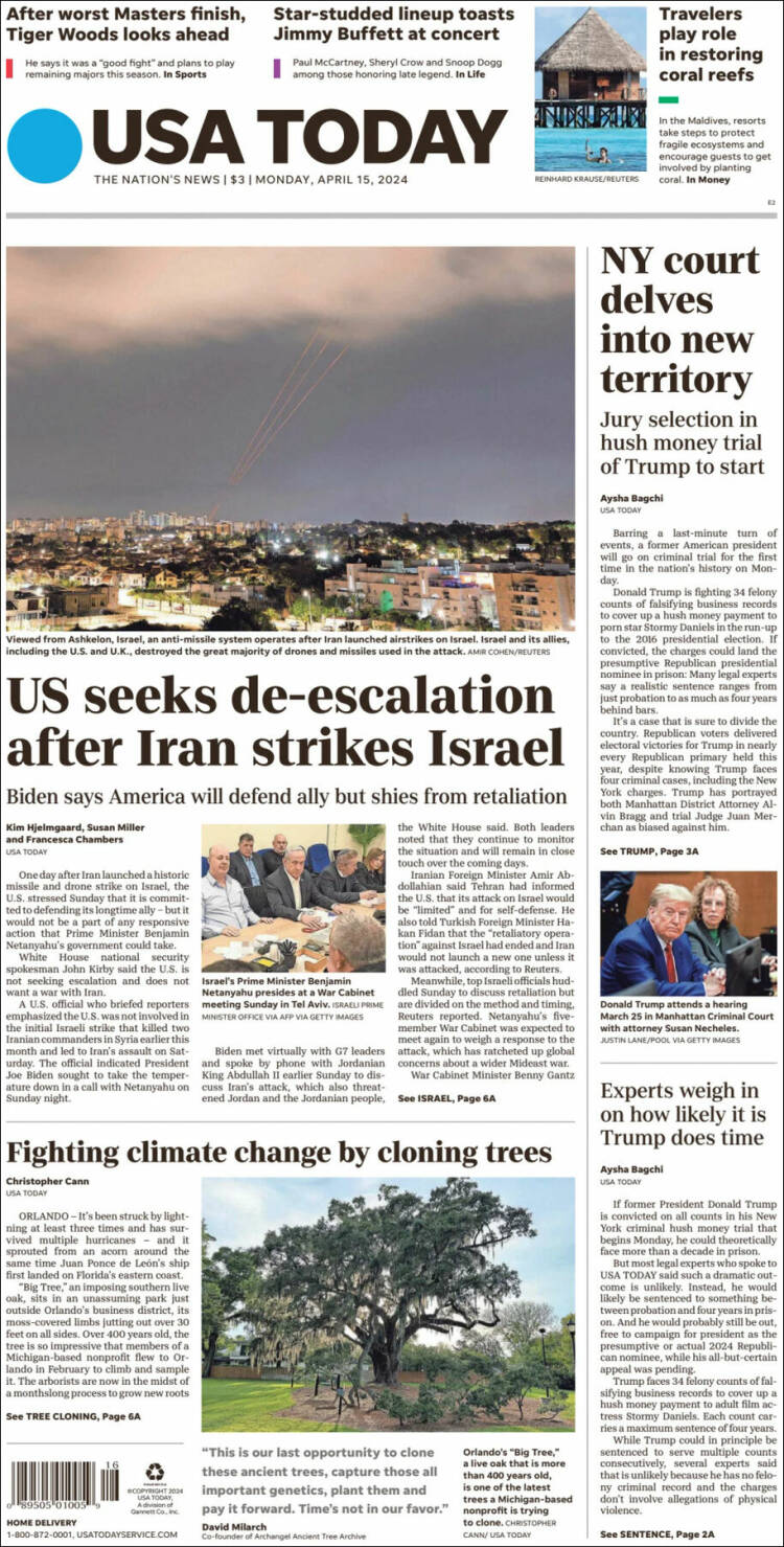 Portada de USA Today (USA)