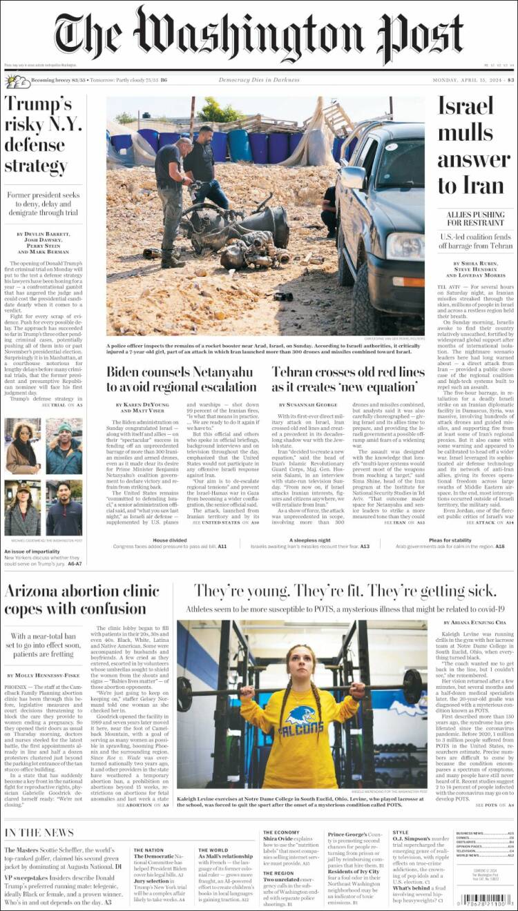 Portada de The Washington Post (USA)