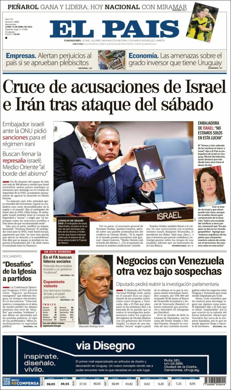 Portada de El País (Uruguay)