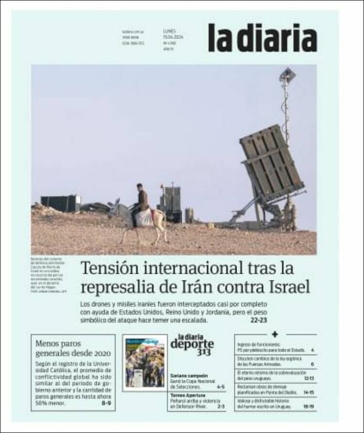 Portada de La Diaria (Uruguay)