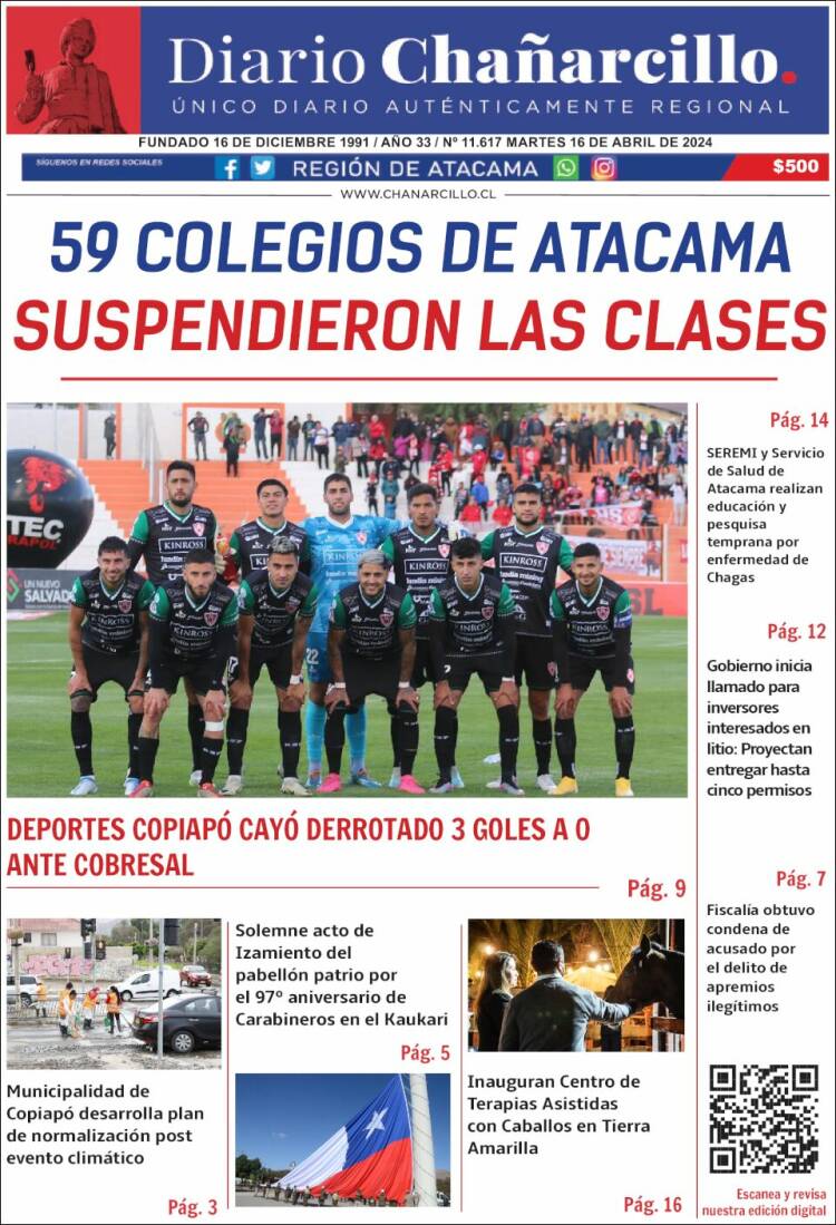 Portada de Diario Chañarcillo (Chile)