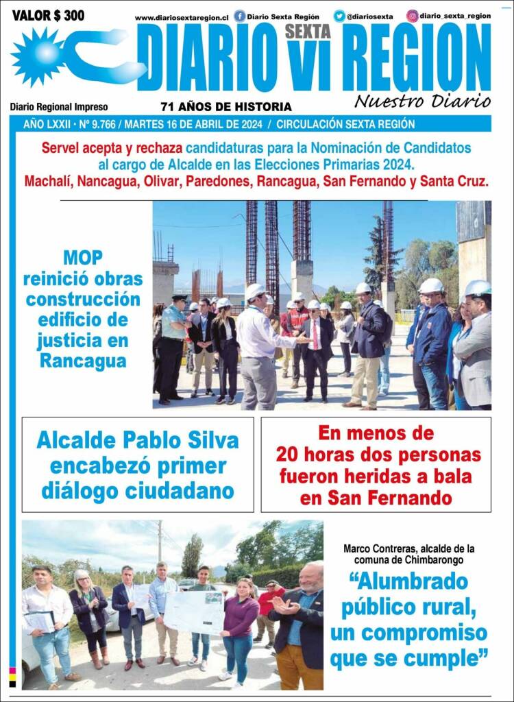 Portada de Diario VI Región (Chile)