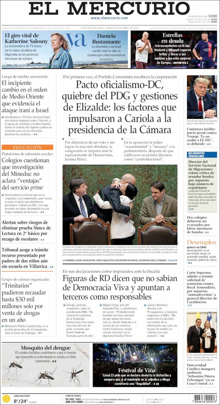 Portada de El Mercurio (Chile)