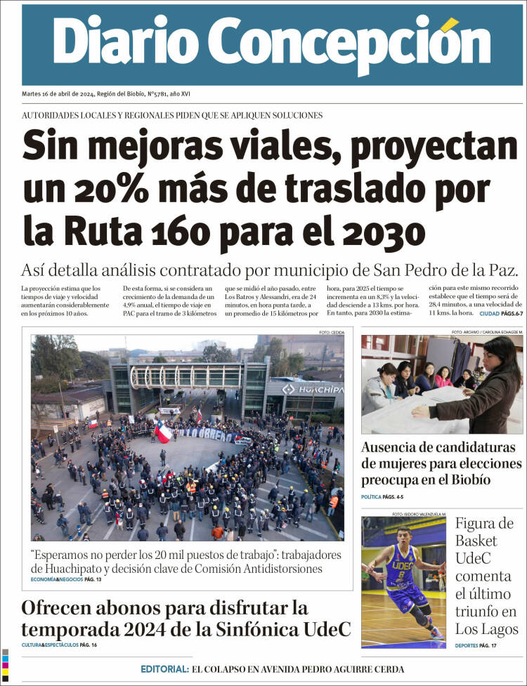 Portada de Diario de Concepción (Chile)