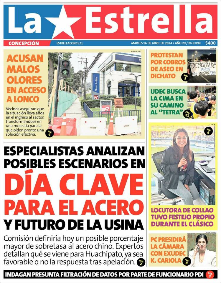 Portada de La Estrella de Concepción (Chile)