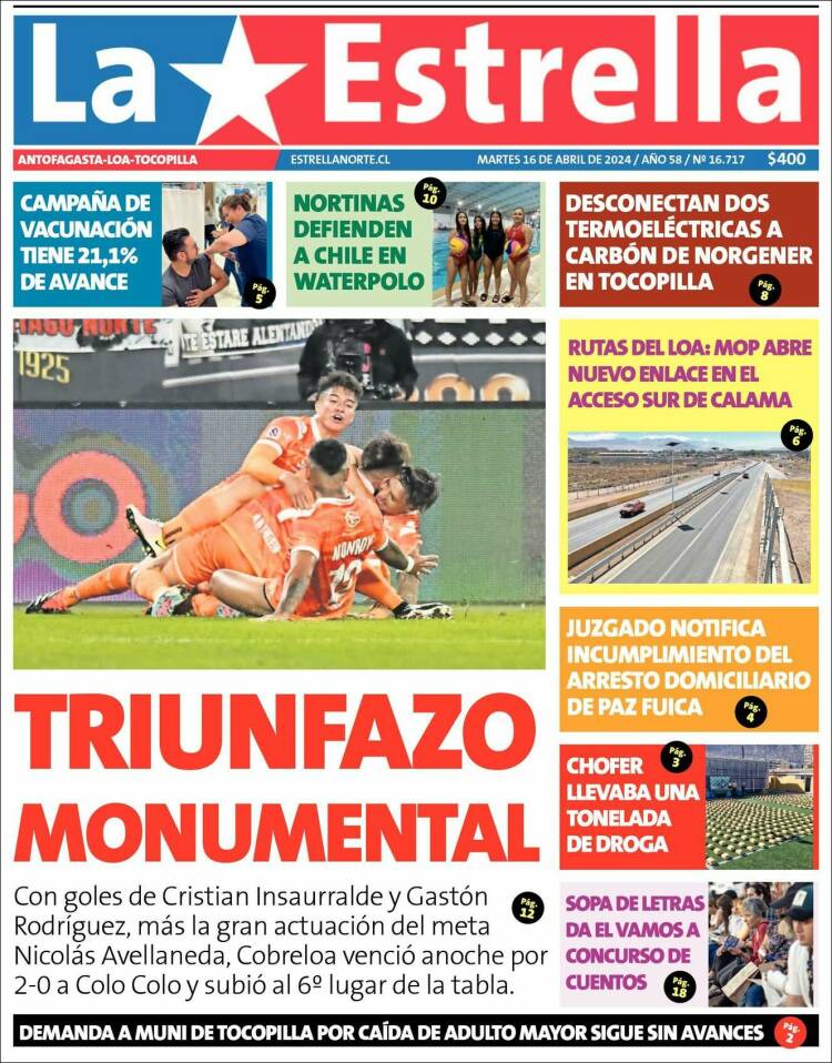 Portada de La Estrella del Norte (Chile)
