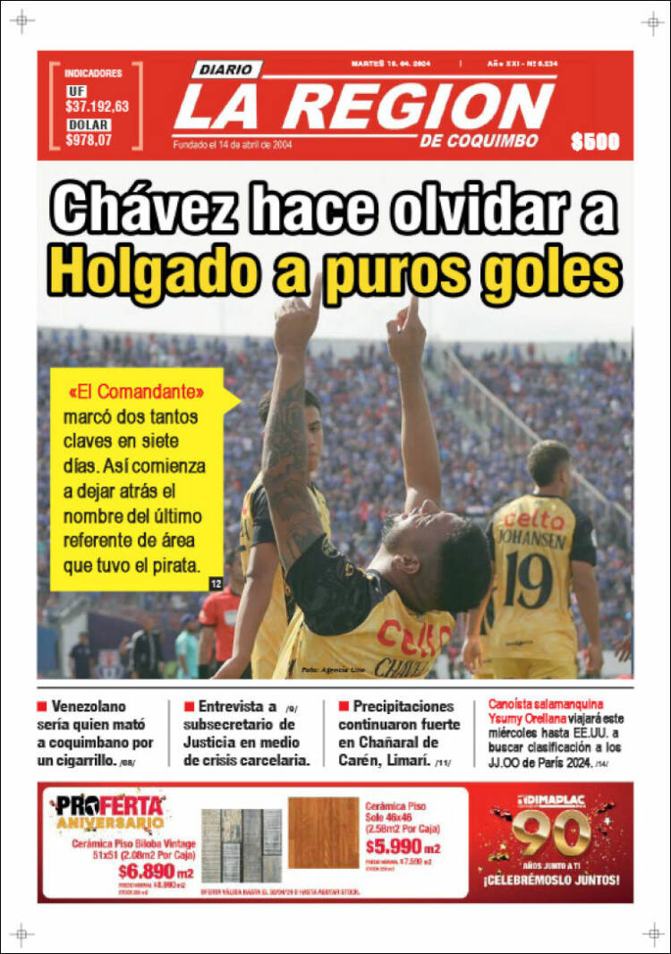 Portada de Diario La Región de Coquimbo (Chile)
