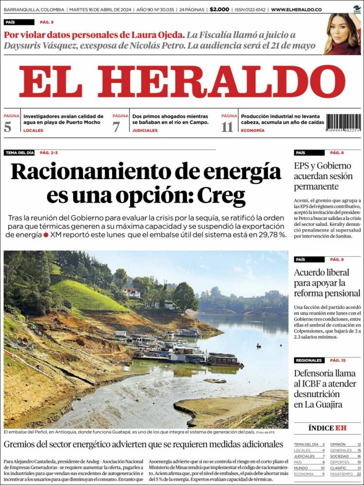 Portada de El Heraldo (Colombia)