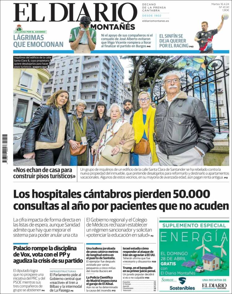 Portada de El Diario Montañés (España)