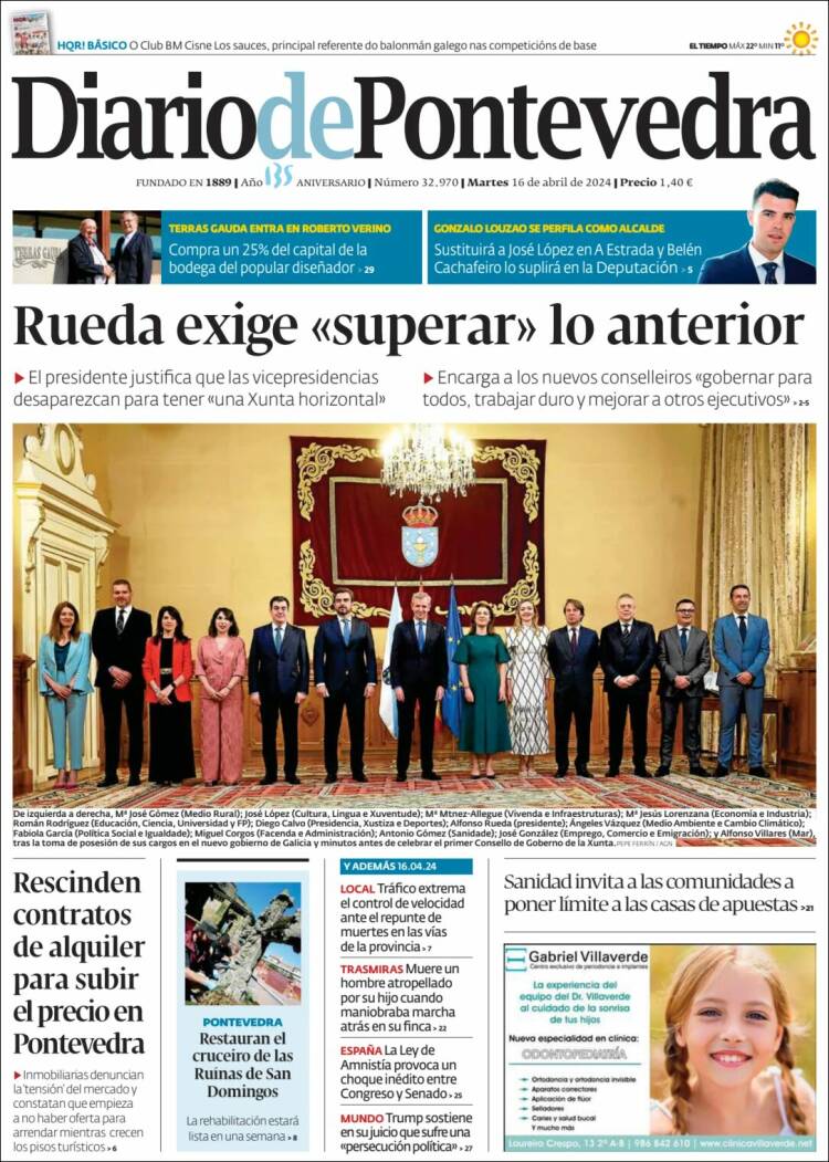 Portada de Diario de Pontevedra (España)