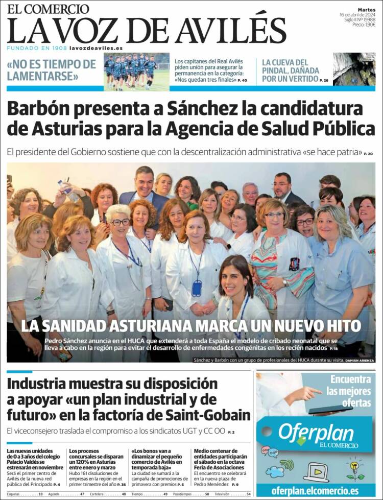 Portada de El Comercio - Avilés (España)