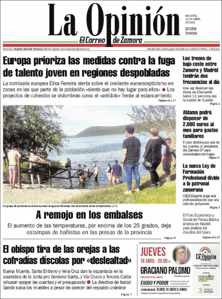 Portada de La Opinión - El Correo de Zamora (España)