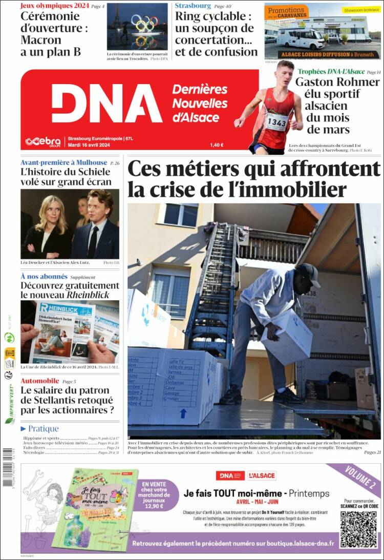 Portada de Les Dernières Nouvelles d'Alsace (Francia)