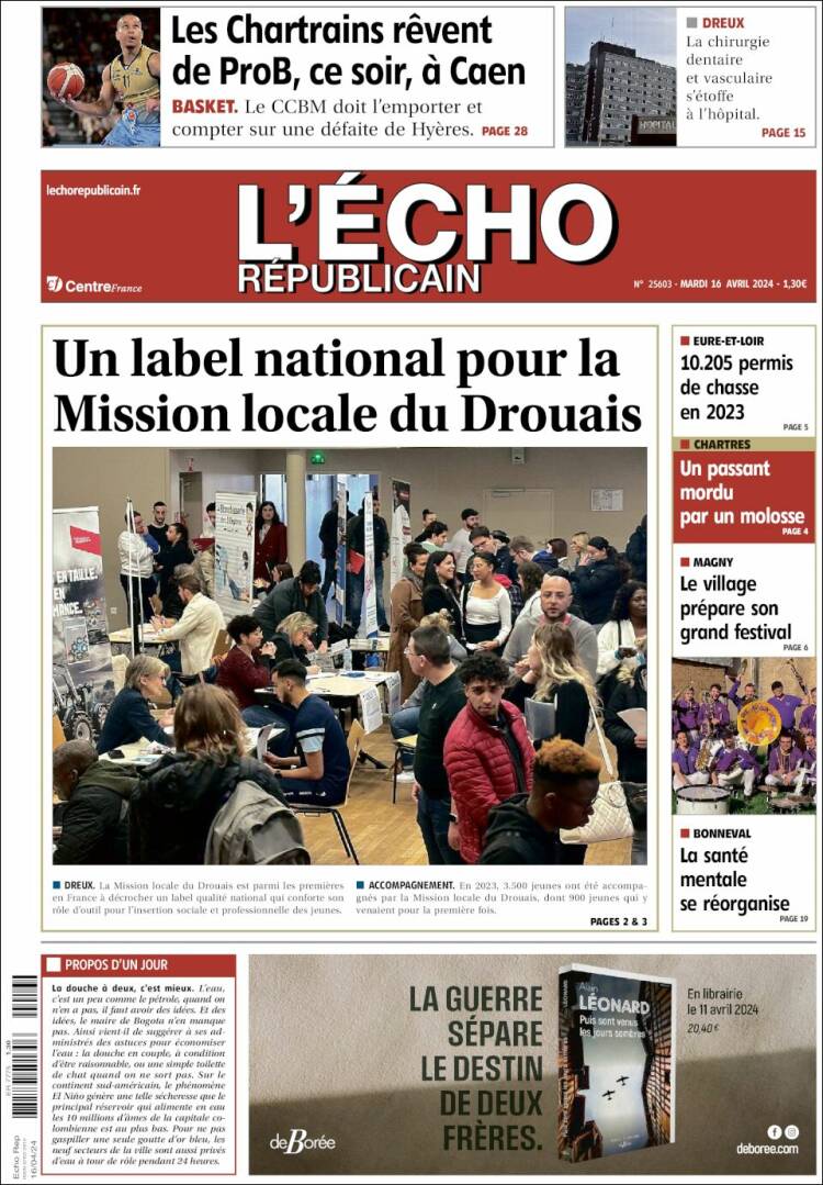 Portada de L'Echo Républicain (Francia)