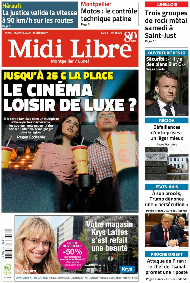 Portada de Midi Libre (Francia)