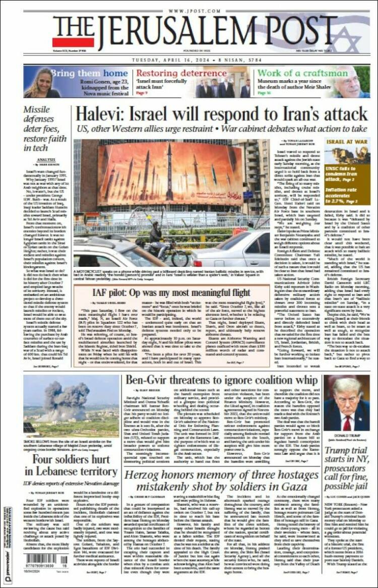 Portada de The Jerusalem Post (Israel)