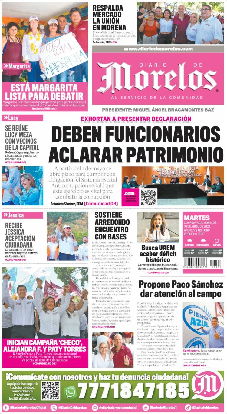 Portada de Diario de Morelos (México)