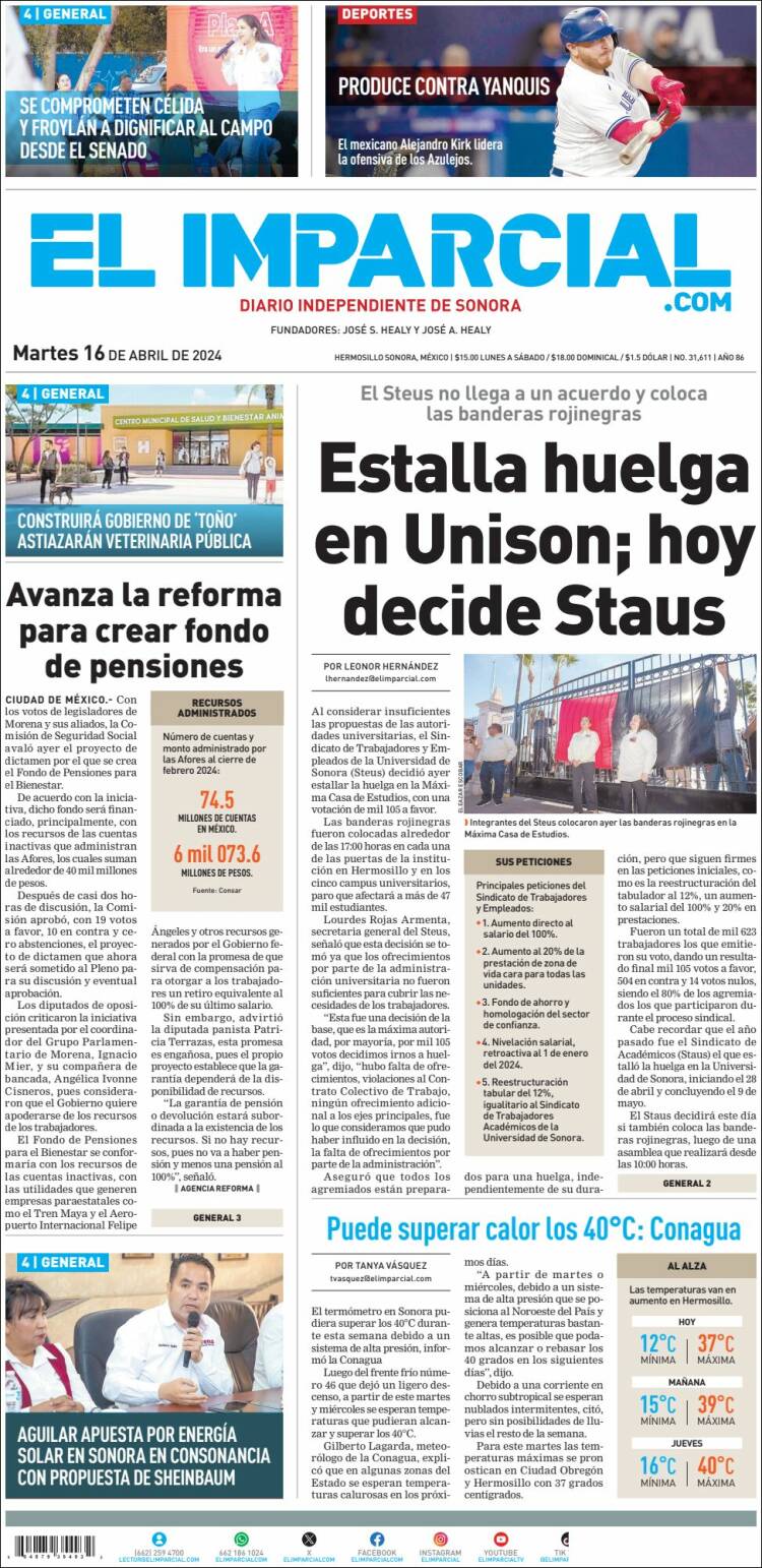 Portada de El Imparcial (México)