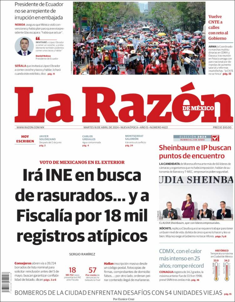 Portada de La Razón (México)