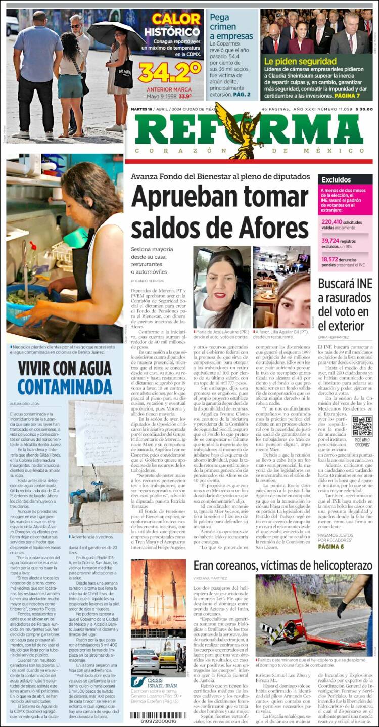 Portada de Reforma (México)