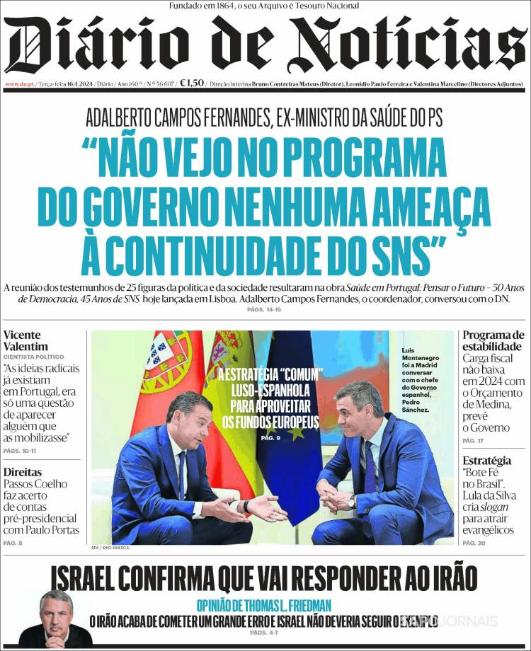 Portada de Diário de Noticias (Portugal)