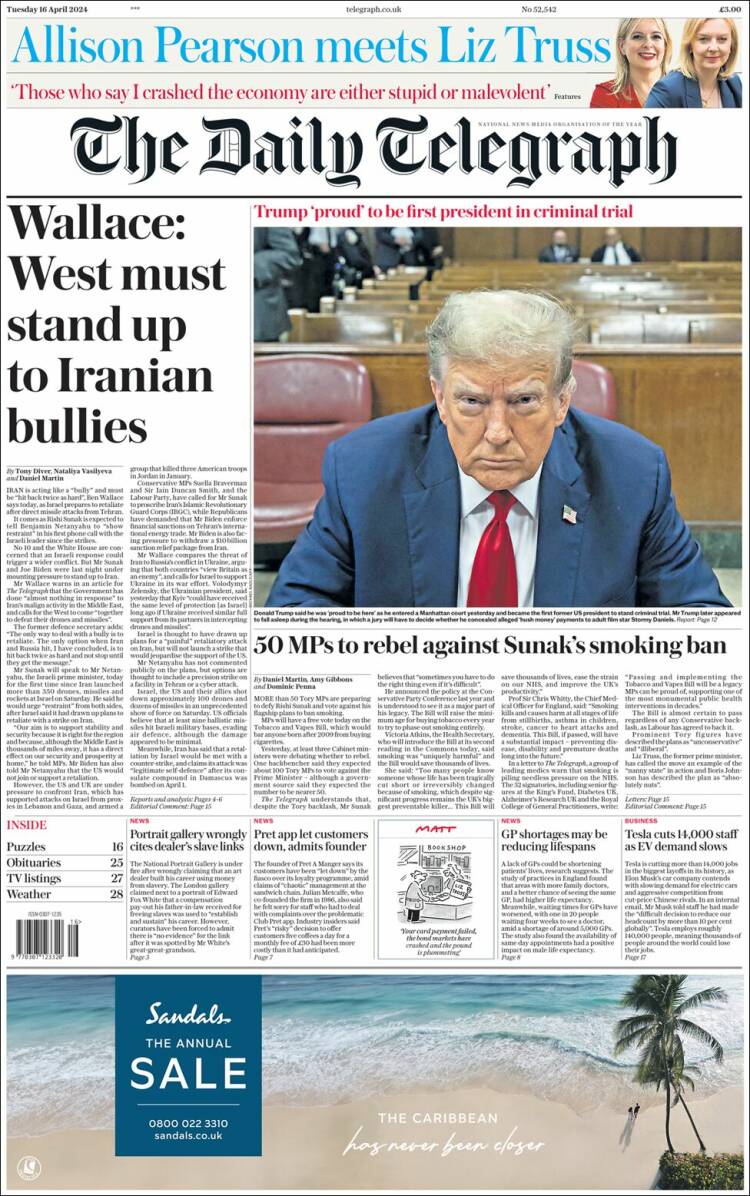 Portada de Daily Telegraph (Reino Unido)