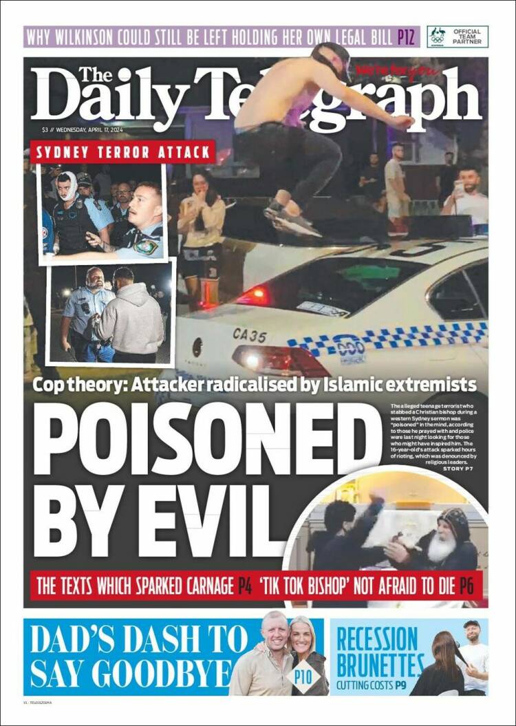 Portada de The Daily Telegraph (Australia)