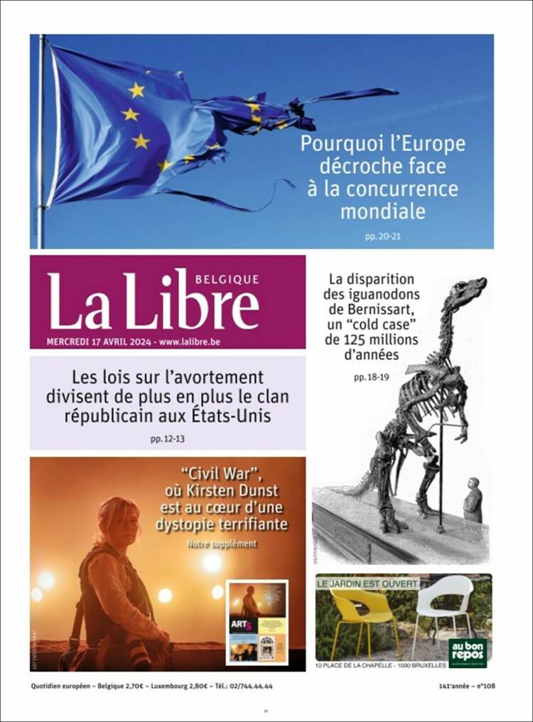 Portada de La Libre.be (Bélgica)