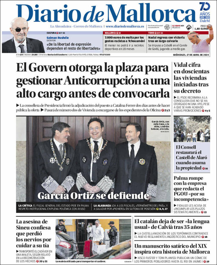 Portada de Diario de Mallorca (España)