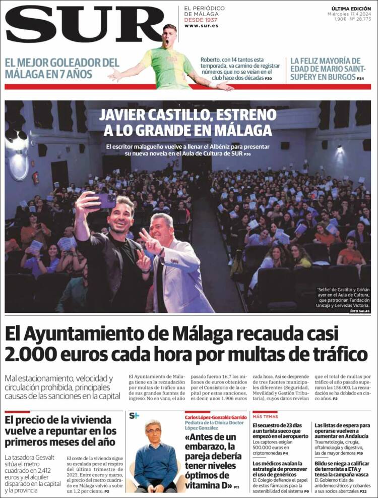 Portada de Diario el Sur (España)