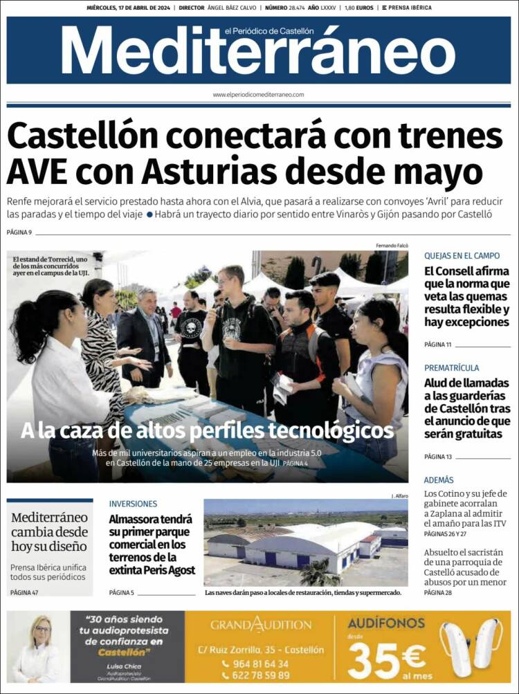 Portada de El Periódico Mediterraneo (España)