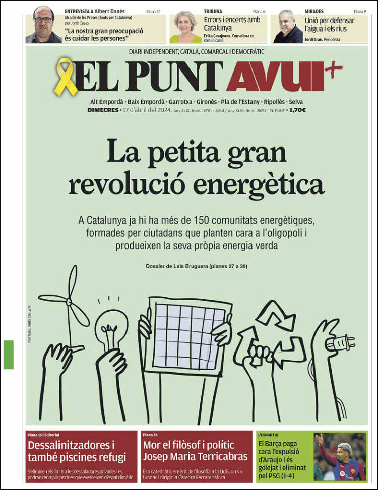 Portada de El Punt Avui - Girona (España)