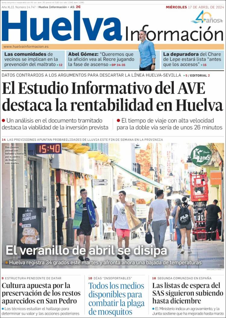 Portada de Huelva Información (España)