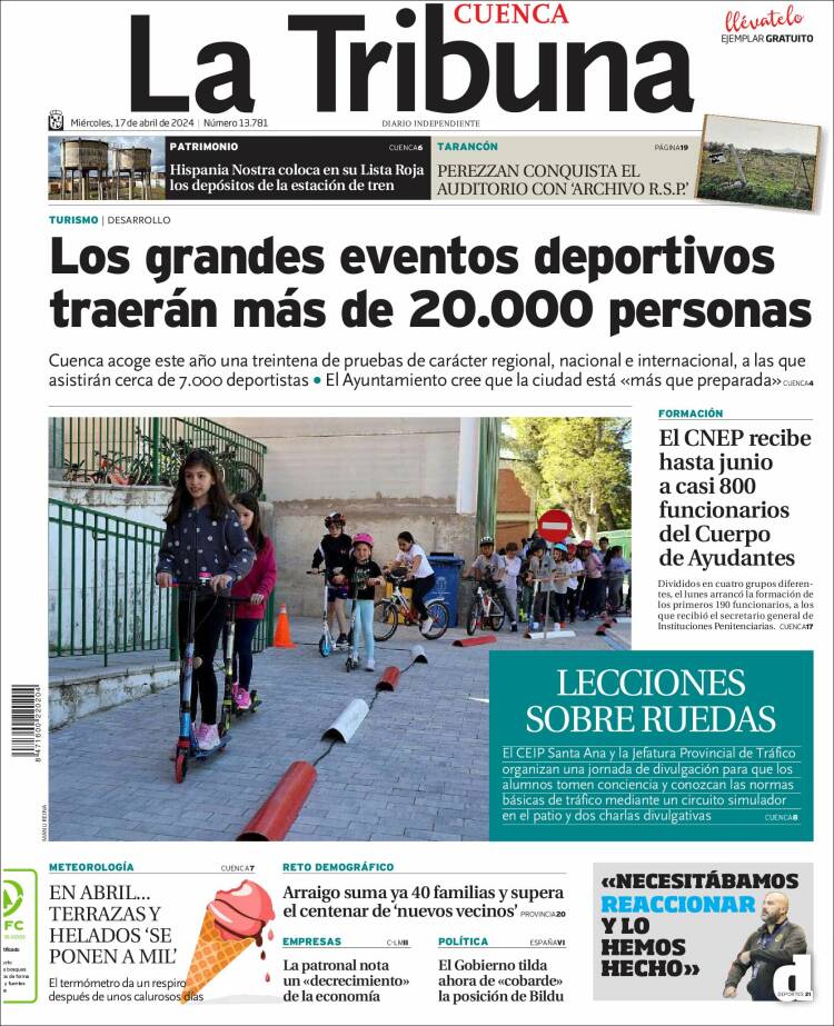 Portada de La Tribuna de Cuenca (España)