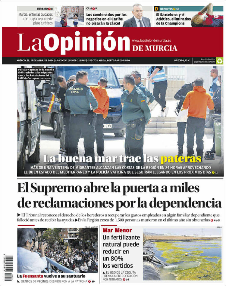 Portada de La Opinión de Murcia (España)
