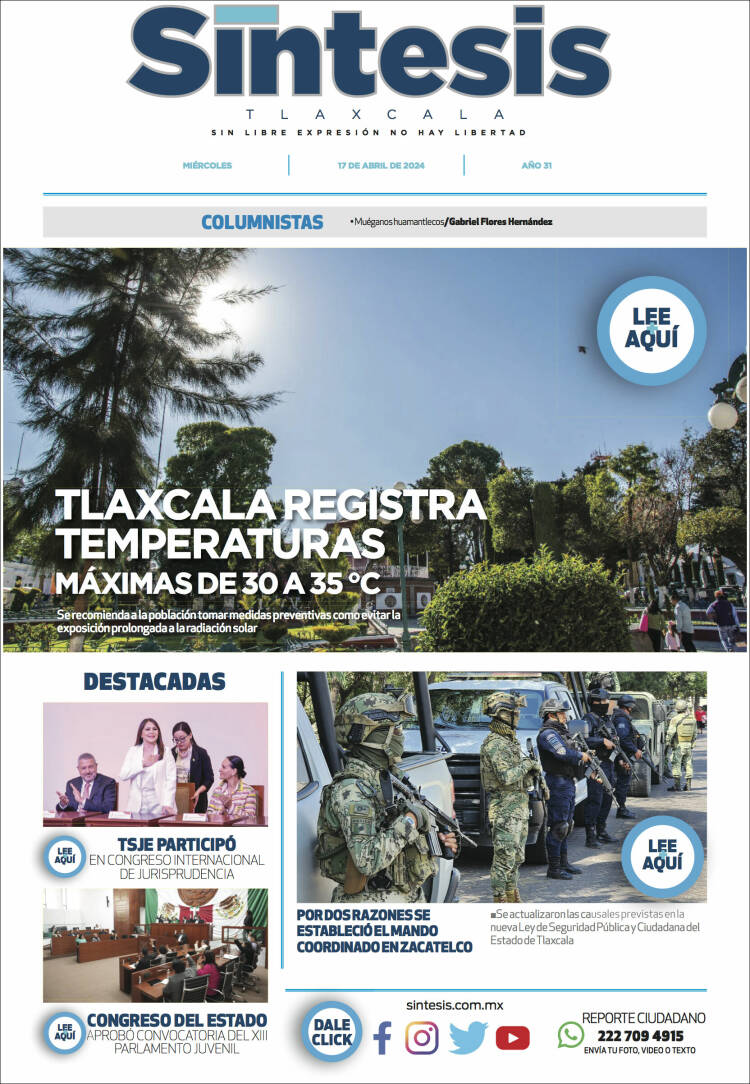 Portada de Síntesis de Tlaxcala (México)