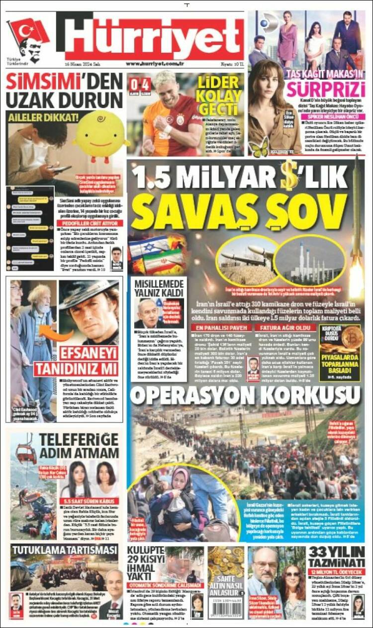 Portada de Hürriyet (Turqu&iacute;a)
