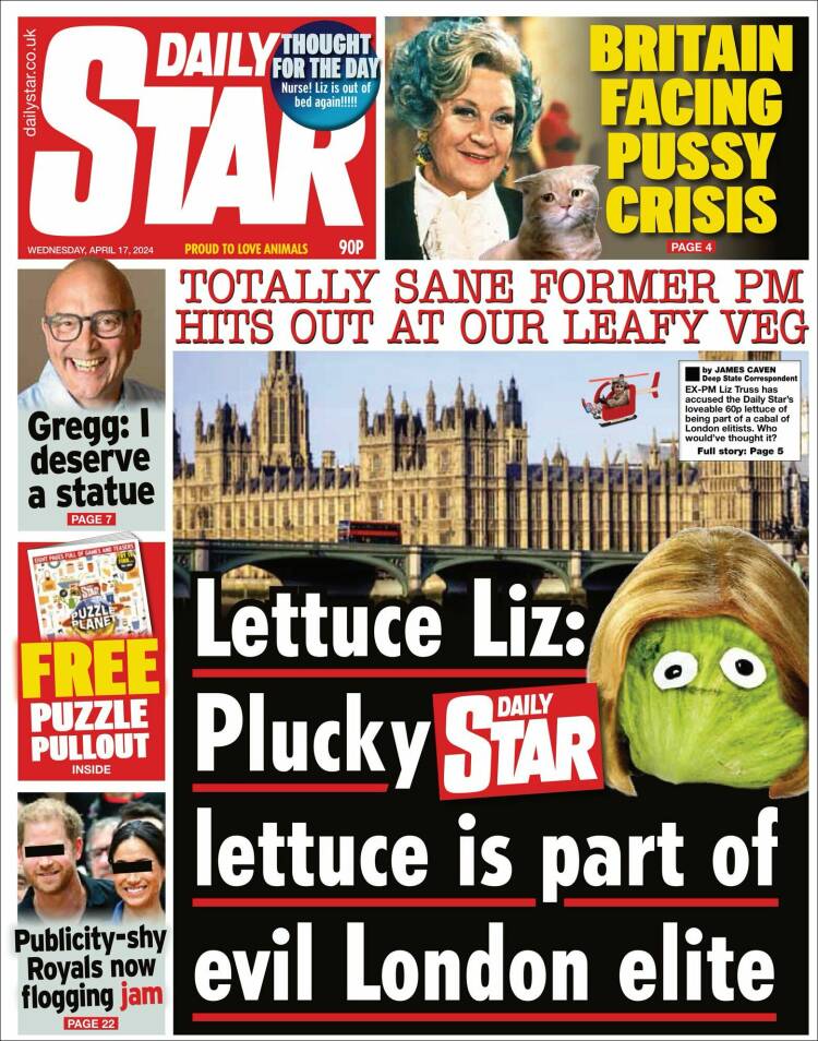 Portada de Daily Star (Reino Unido)