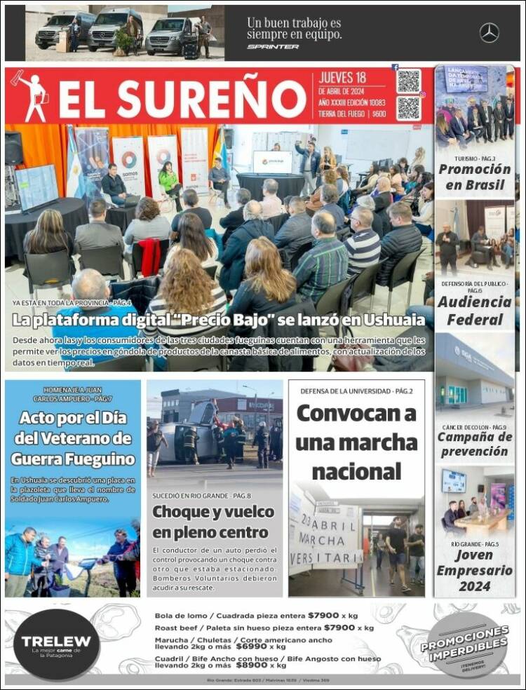 Portada de Diario El Sureño (Argentina)
