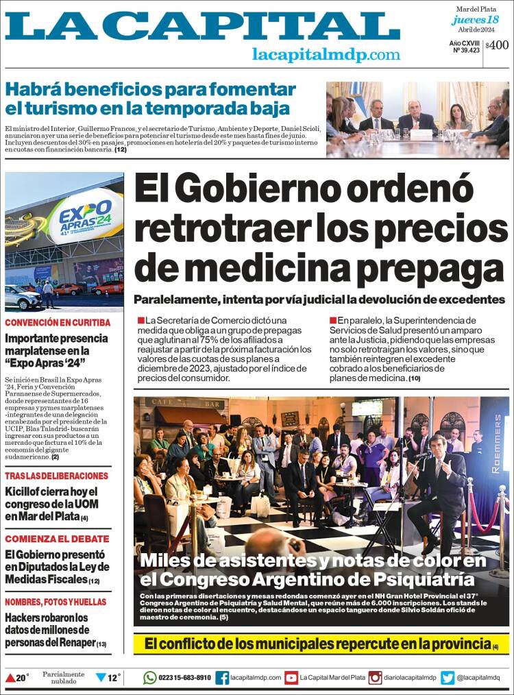 Portada de Diario La Capital - Mar del Plata (Argentina)
