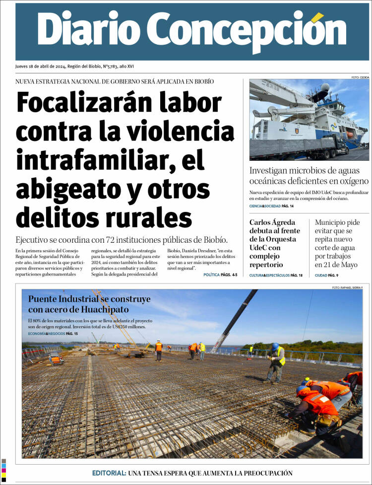 Portada de Diario de Concepción (Chile)