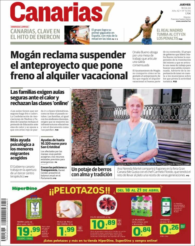 Portada de Canarias 7 (España)