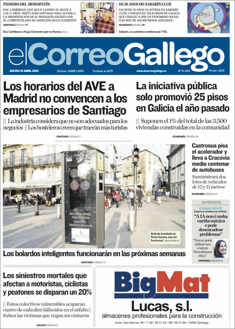 Portada de El Correo Gallego (España)